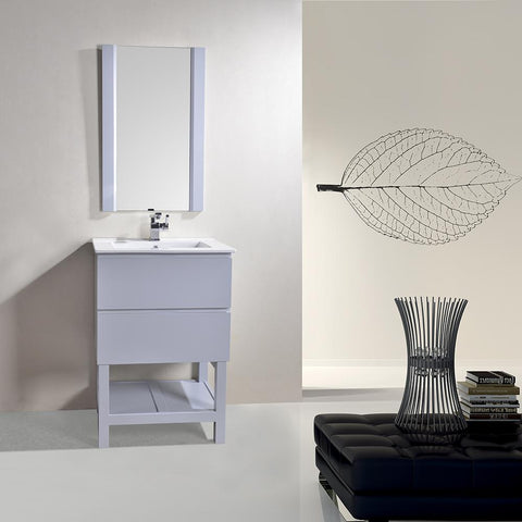 Image of Alya Bath Biscayne 24" Single Bathroom Vanity with 20" Mirrors BC-3501-24-LG-M20