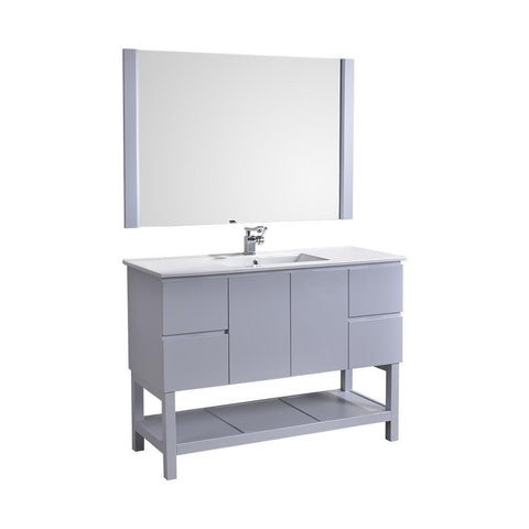 Image of Alya Bath Biscayne 48" Single Bathroom Vanity with 48" Mirrors BC-3501-48-LG-M48