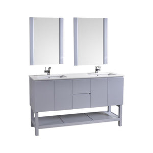 Alya Bath Biscayne 60" Double Bathroom Vanity with 24" Mirrors BC-3501-60-LG-2M24