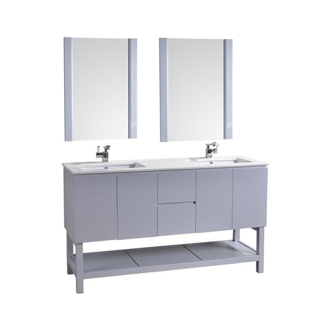 Image of Alya Bath Biscayne 60" Double Bathroom Vanity with 24" Mirrors BC-3501-60-LG-2M24