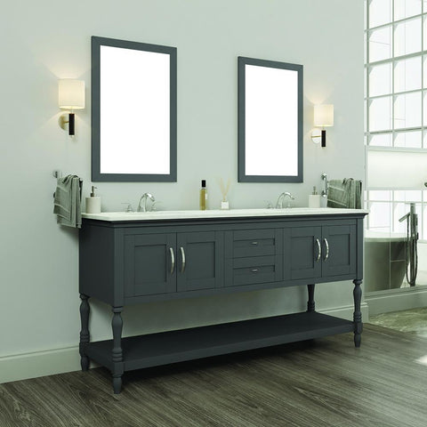 Image of Alya Bath Hampton 60" Double Contemporary Bathroom Vanity with Countertop LA-209-60-G-NT-BMT-NM