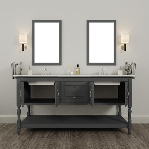 Image of Alya Bath Hampton 60" Double Contemporary Bathroom Vanity with Countertop LA-209-60-W-NT-DBL-BMT-NM