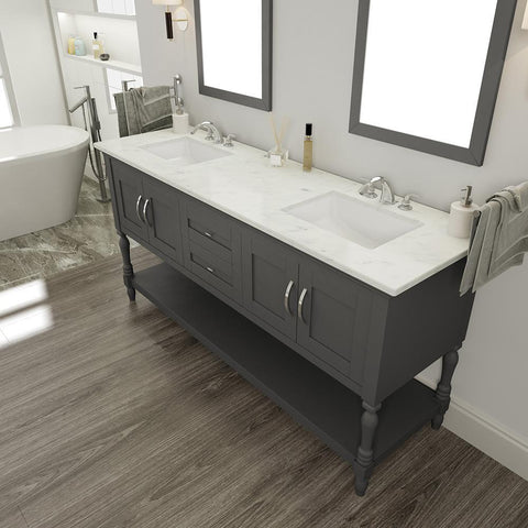 Image of Alya Bath Hampton 60" Double Contemporary Bathroom Vanity with Countertop LA-209-60-W-NT-DBL-BMT-NM