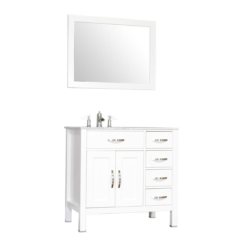 Alya Bath Hudson 36" Single Contemporary Bathroom Vanity with Countertop FW-8016-36-W-NT-BMT-NM