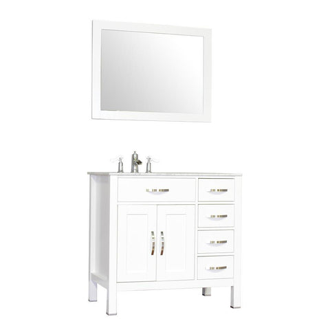 Image of Alya Bath Hudson 36" Single Contemporary Bathroom Vanity with Countertop FW-8016-36-W-NT-BMT-NM