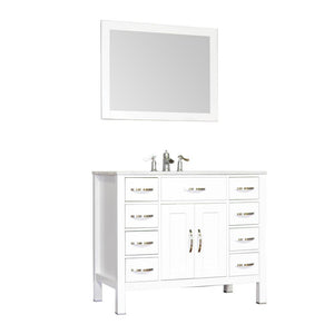 Alya Bath Hudson 42" Single Contemporary Bathroom Vanity with Countertop FW-8016-42-W-NT-WMT-NM
