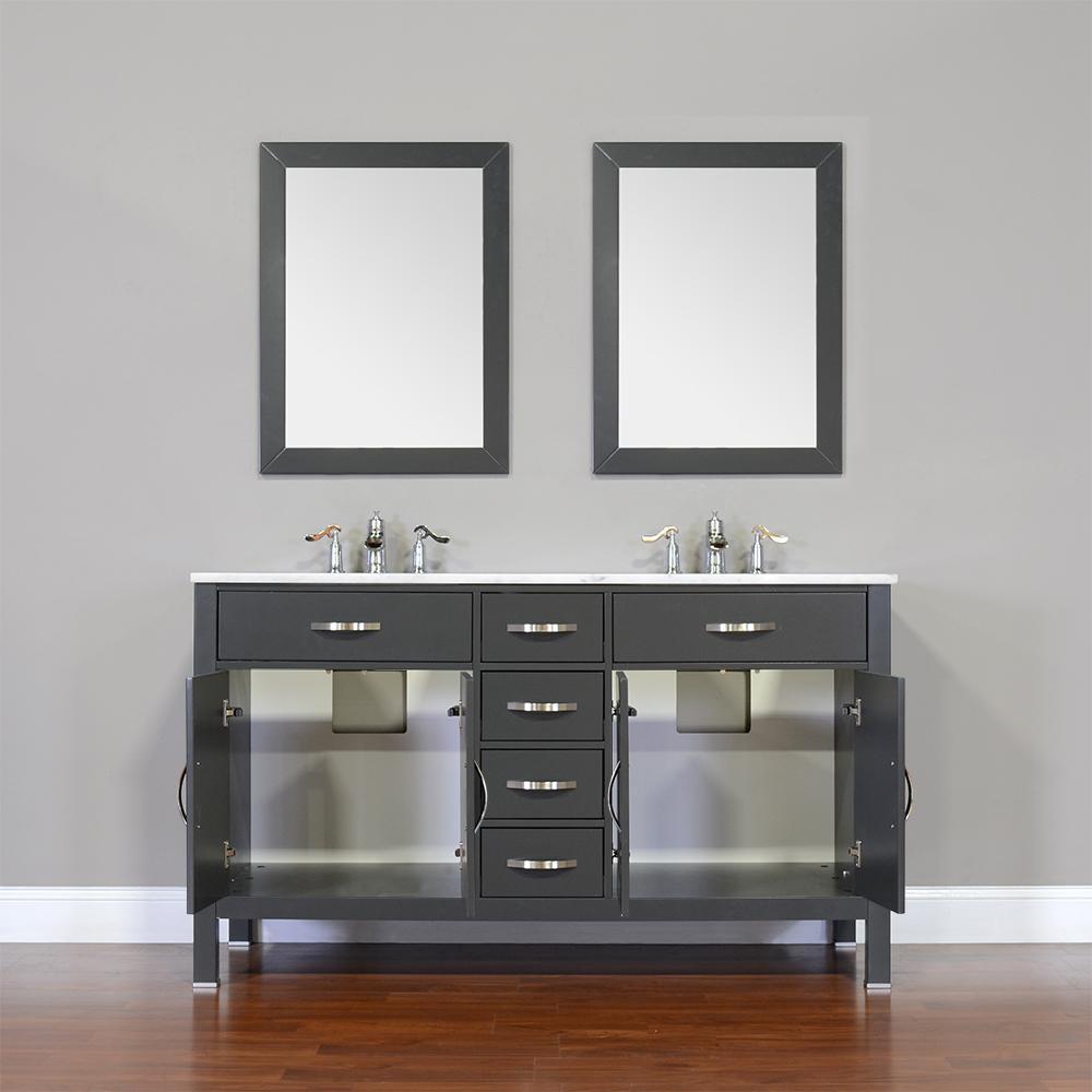 Alya Bath Hudson 60" Double Contemporary Bathroom Vanity with Countertop FW-8016-60-B-NT-DBL-BMT-NM