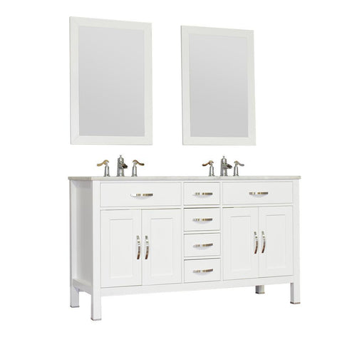 Image of Alya Bath Hudson 60" Double Contemporary Bathroom Vanity with Countertop FW-8016-60-W-NT-DBL-BMT-NM