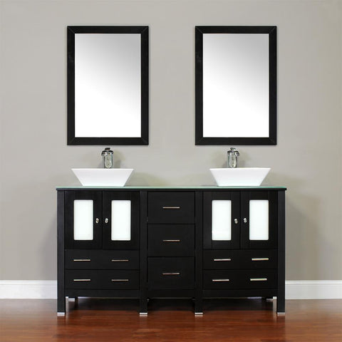 Image of Alya Bath Leeds 60" Modern Single Bathroom Vanity without Mirror AW-125-60-W-DBL