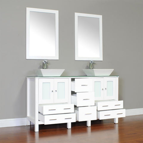 Image of Alya Bath Leeds 60" Modern Single Bathroom Vanity without Mirror AW-125-60-W-DBL