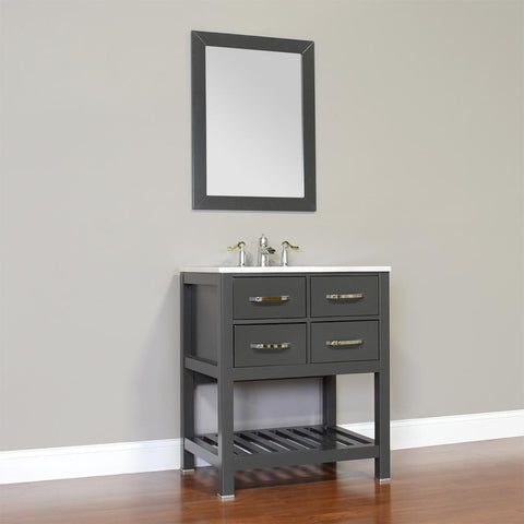 Image of Alya Bath Manhattan 30" Single Contemporary Bathroom Vanity with Countertop FW-8017-30-B-NT-BMT-NM