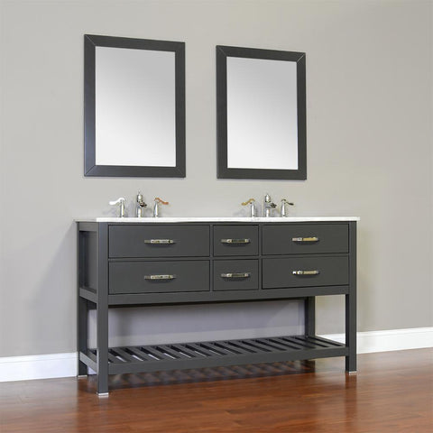 Image of Alya Bath Manhattan 60" Double Contemporary Bathroom Vanity with Countertop FW-8017-60-B-NT-DBL-BMT-NM