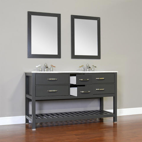 Image of Alya Bath Manhattan 60" Double Contemporary Bathroom Vanity with Countertop FW-8017-60-B-NT-DBL-BMT-NM