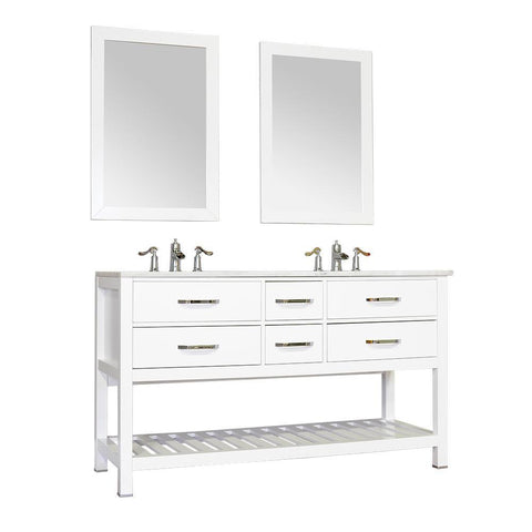 Image of Alya Bath Manhattan 60" Double Contemporary Bathroom Vanity with Countertop FW-8017-60-W-NT-DBL-BMT-NM
