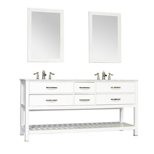 Alya Bath Manhattan 72" Double Contemporary Bathroom Vanity with Countertop FW-8017-72-W-NT-DBL-BMT-NM