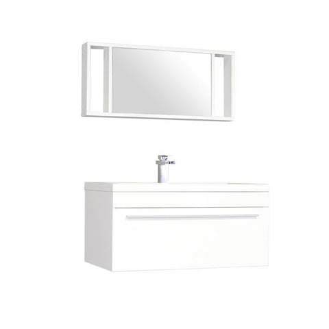 Alya Bath Ripley 36" Single Wall Mount Modern Bathroom Vanity Set with Mirror AT-8090-W-S