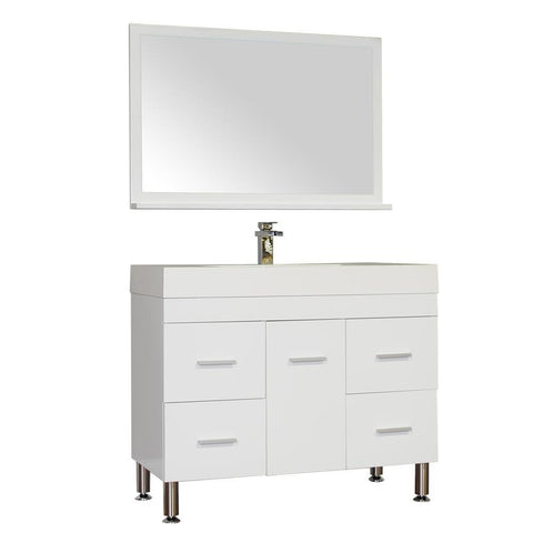 Image of Alya Bath Ripley 39" Single Modern Bathroom Vanity Set with Mirror AT-8041-W-S