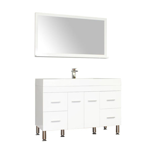 Image of Alya Bath Ripley 47" Single Modern Bathroom Vanity Set with Mirror AT-8042-W-S