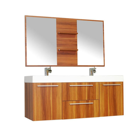 Image of Alya Bath Ripley 54" Double Wall Mount Modern Bathroom Vanity Set with Mirror AT-8047-C-D-S
