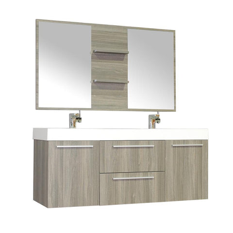 Image of Alya Bath Ripley 54" Double Wall Mount Modern Bathroom Vanity Set with Mirror AT-8047-G-D-S