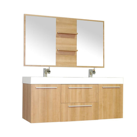 Image of Alya Bath Ripley 54" Double Wall Mount Modern Bathroom Vanity Set with Mirror AT-8047-LO-D-S