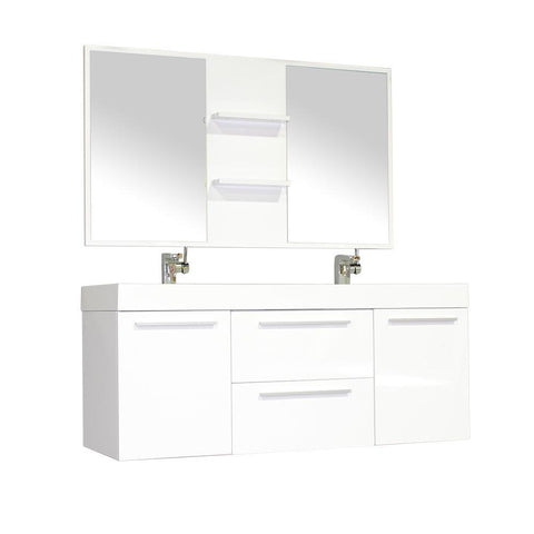 Image of Alya Bath Ripley 54" Double Wall Mount Modern Bathroom Vanity Set with Mirror AT-8047-W-D-S