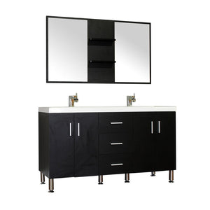 Alya Bath Ripley 56" Double Modern Bathroom Vanity Wavy Sink Set with Mirror AT-8043-B-D-S