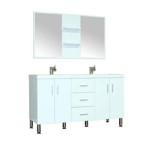 Image of Alya Bath Ripley 56" Double Modern Bathroom Vanity Wavy Sink Set with Mirror AT-8043-W-D-S