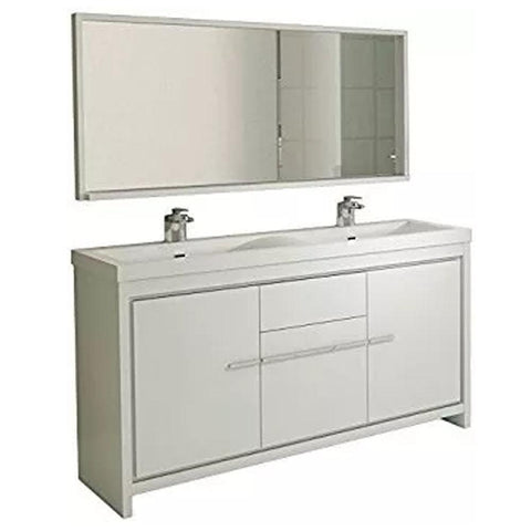 Image of Alya Bath Ripley 57" Double Modern Bathroom Vanity Set AT-8060-57-W-S