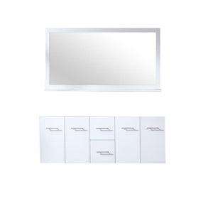 Amelie 60" White Double Vanity | no Top and 60" Mirror