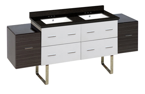 Image of American Imaginations Xena 74.5-in. W Floor Mount White-Dawn Grey Vanity Set For 3H4-in. Drilling Black Galaxy Top White UM Sink AI-20186