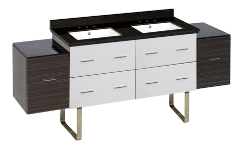 Image of American Imaginations Xena 74.5-in. W Floor Mount White-Dawn Grey Vanity Set For 3H8-in. Drilling Black Galaxy Top White UM Sink AI-20188