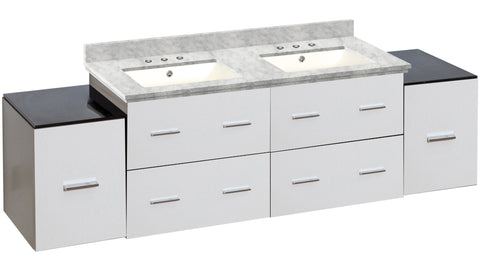 Image of American Imaginations Xena 74-in. W Wall Mount White Vanity Set For 3H8-in. Drilling Bianca Carara Top Biscuit UM Sink AI-19050