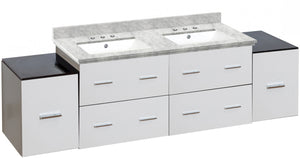 American Imaginations Xena 74-in. W Wall Mount White Vanity Set For 3H8-in. Drilling Bianca Carara Top White UM Sink AI-19049