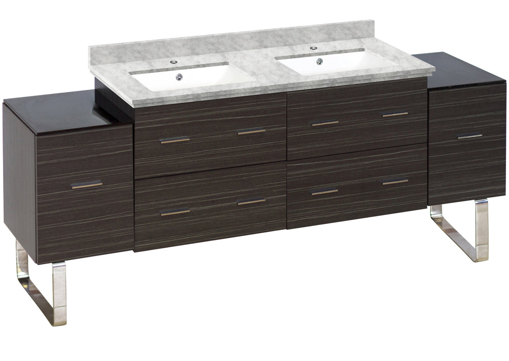 American Imaginations Xena 74-in. W X 17-in. D Modern Plywood-Melamine Vanity Base Set Only In Dawn Grey AI-18546