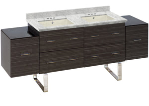 American Imaginations Xena 76-in. W Floor Mount Dawn Grey Vanity Set For 3H4-in. Drilling Bianca Carara Top Biscuit UM Sink AI-19037