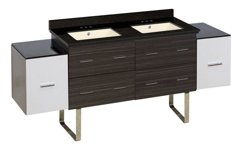 Image of American Imaginations Xena 76-in. W Floor Mount White-Dawn Grey Vanity Set For 3H4-in. Drilling Black Galaxy Top Biscuit UM Sink AI-20145