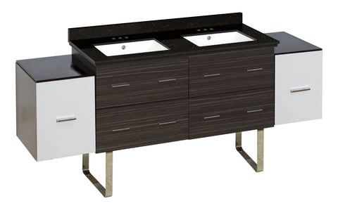 Image of American Imaginations Xena 76-in. W Floor Mount White-Dawn Grey Vanity Set For 3H4-in. Drilling Black Galaxy Top White UM Sink AI-20144