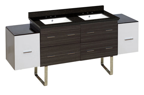 Image of American Imaginations Xena 76-in. W Floor Mount White-Dawn Grey Vanity Set For 3H8-in. Drilling Black Galaxy Top White UM Sink AI-20146