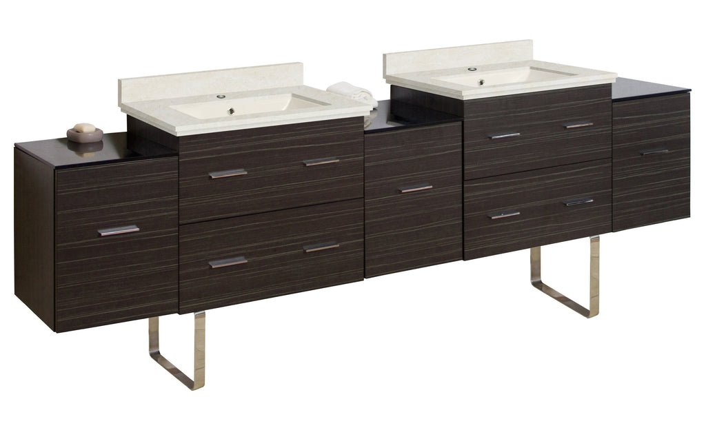 American Imaginations Xena 88.5-in. W Floor Mount Dawn Grey Vanity Set For 1 Hole Drilling  Biscuit UM Sink AI-19104