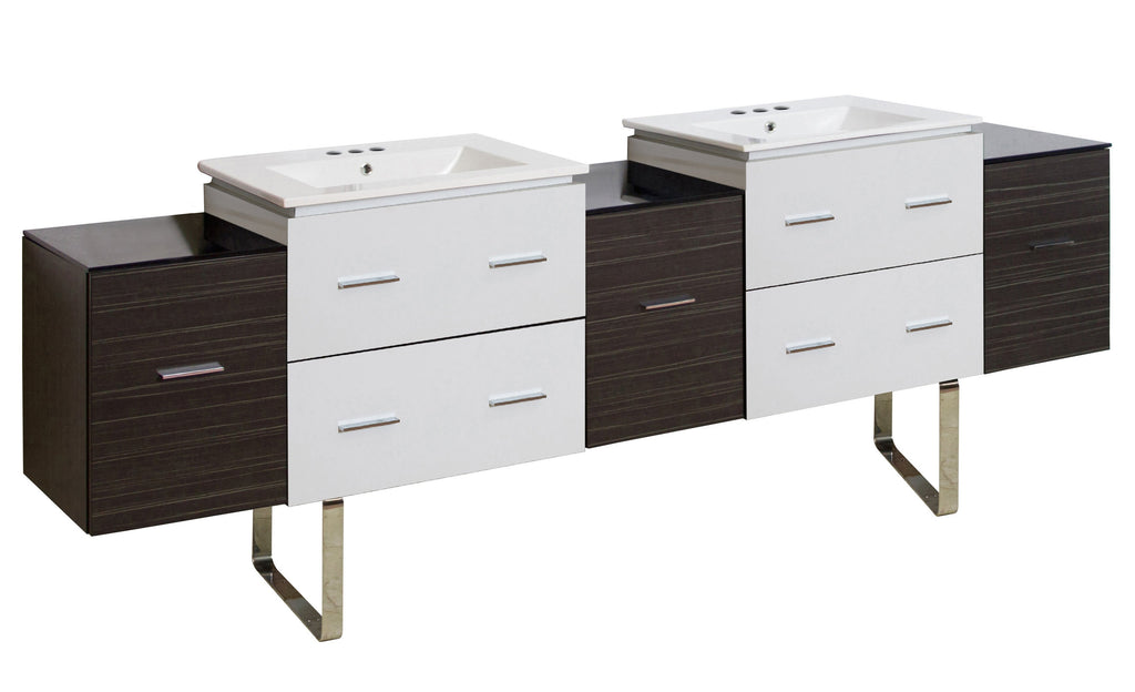 American Imaginations Xena 88.5-in. W Floor Mount White-Dawn Grey Vanity Set For 3H4-in. Drilling AI-20254