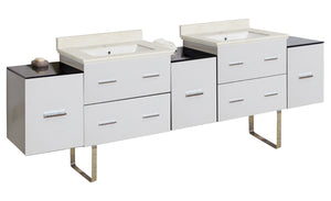 American Imaginations Xena 88.5-in. W Floor Mount White Vanity Set For 1 Hole Drilling  White UM Sink AI-19145