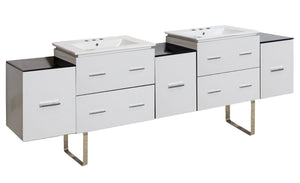 American Imaginations Xena 88.5-in. W Floor Mount White Vanity Set For 3H8-in. Drilling AI-19137