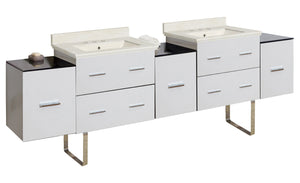 American Imaginations Xena 88.5-in. W Floor Mount White Vanity Set For 3H8-in. Drilling  Biscuit UM Sink AI-19148
