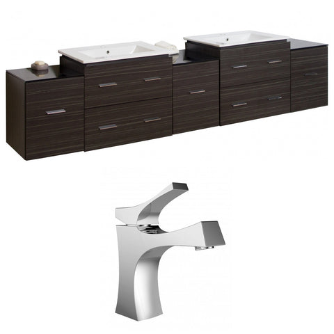 Image of American Imaginations Xena 89.50-in. W Wall Mount Dawn Grey Vanity Set For 1 Hole Drilling AI-8504