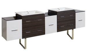 American Imaginations Xena 90-in. W Floor Mount White-Dawn Grey Vanity Set For 1 Hole Drilling AI-20211