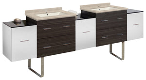 American Imaginations Xena 90-in. W Floor Mount White-Dawn Grey Vanity Set For 1 Hole Drilling  Biscuit UM Sink AI-20221