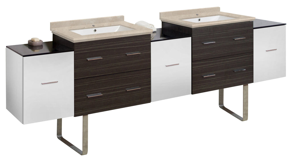 American Imaginations Xena 90-in. W Floor Mount White-Dawn Grey Vanity Set For 1 Hole Drilling  White UM Sink AI-20220