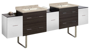 American Imaginations Xena 90-in. W Floor Mount White-Dawn Grey Vanity Set For 3H8-in. Drilling  Biscuit UM Sink AI-20225