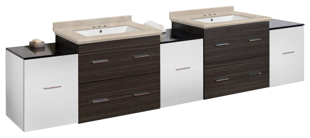 American Imaginations Xena 90-in. W Wall Mount White-Dawn Grey Vanity Set For 3H4-in. Drilling  White UM Sink AI-20201
